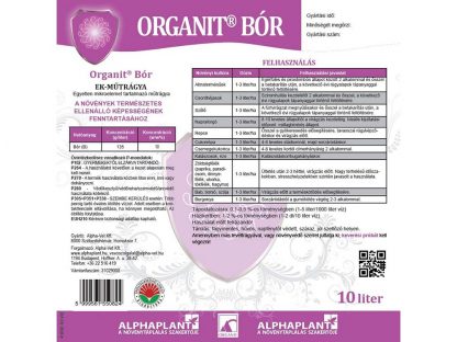 Organit Bór lombtrágya - 10 liter, címke